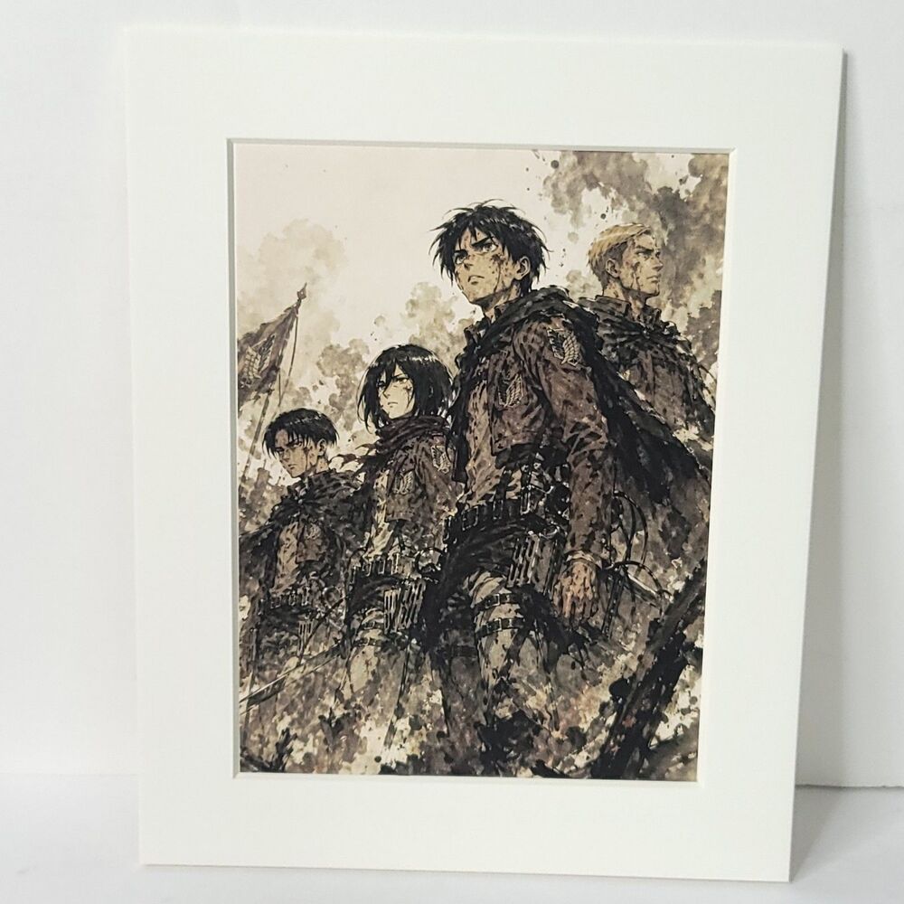 Erin Mikasa Levi Attack On Titan Black White Card Anime Sketch Art Board A4